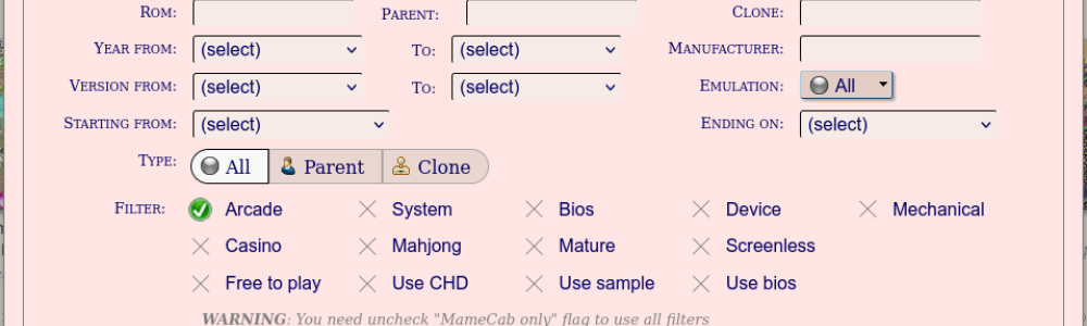 Targeted download of MAME Roms...