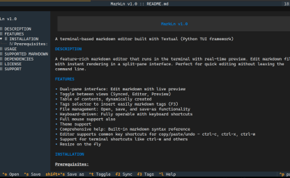 MarkLn - MarkDown editor for the Terminal